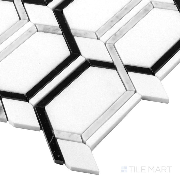 Corner shot of the tan and beige tile, emphasizing its thickness and high-quality ceramic material.