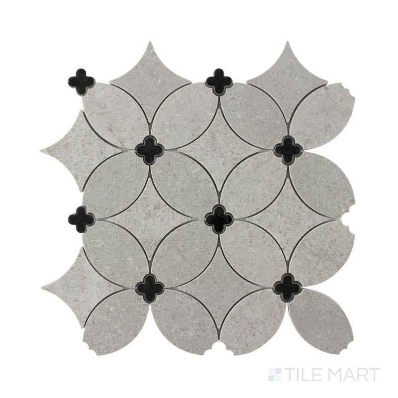 Panache Panache Petals Beige And Black Polished Mosaic