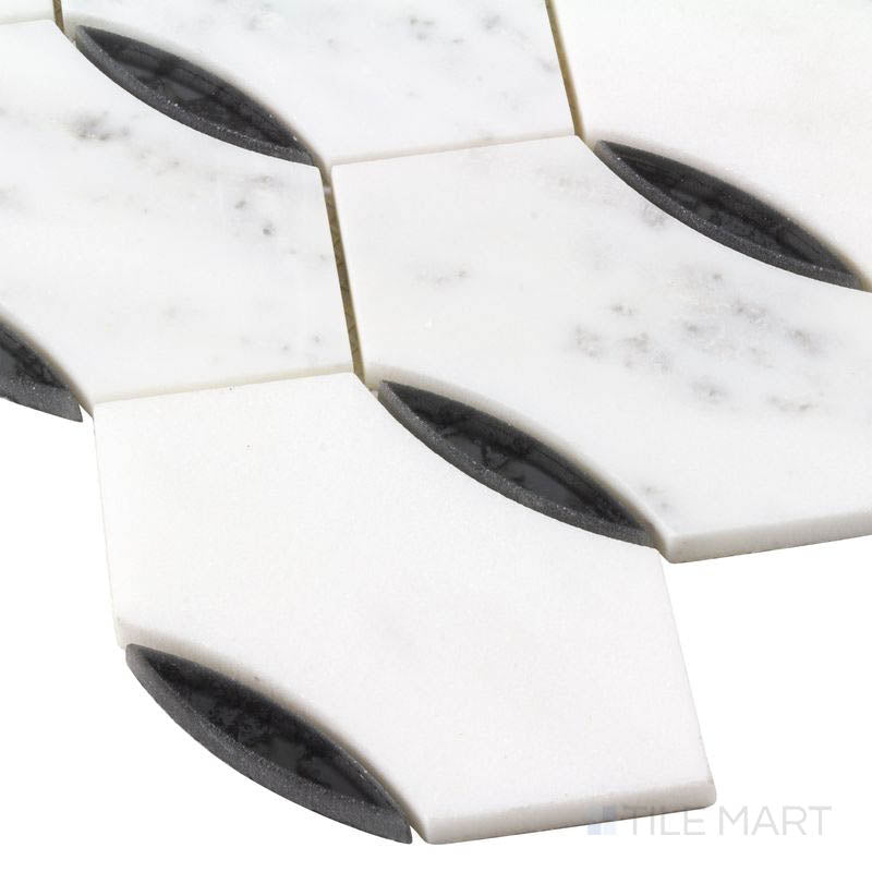 A close-up of the matte white tile's corner, showing its refined edges and robust material thickness.