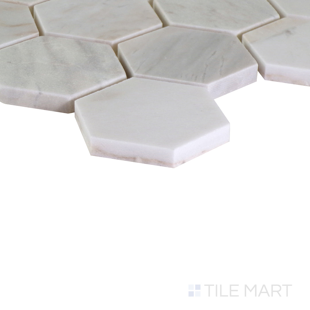 A close-up angled view of the matte white tile from the Salt Matte series, highlighting its subtle texture and smooth finish.