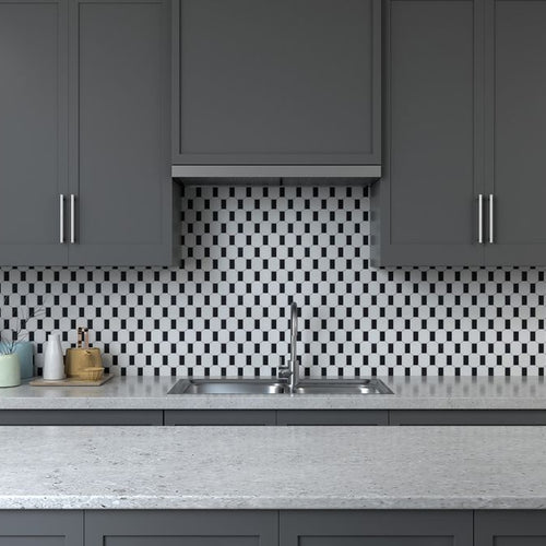 The Finish Line Sable Black Kaya Octagon Polished Marble Mosaic