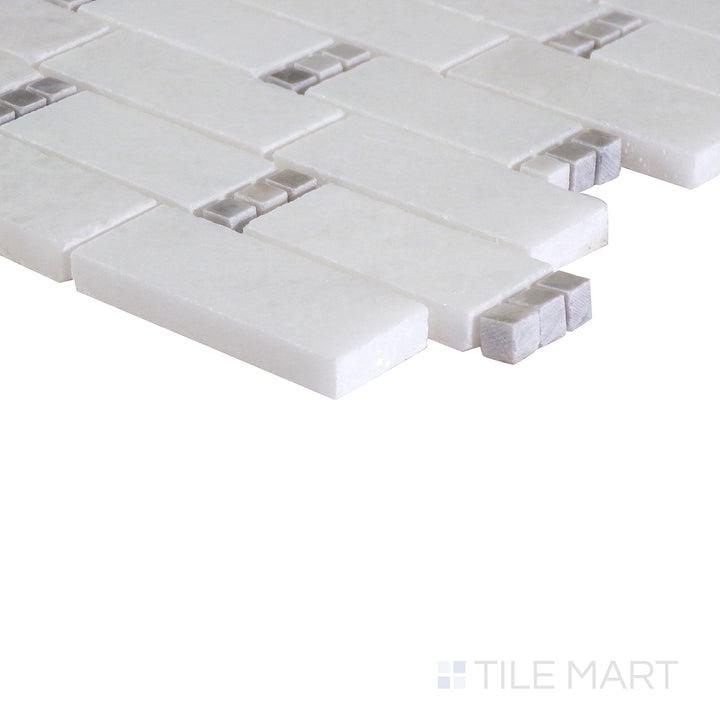 An angled perspective of the glossy white tile from the Salt Glossy series, reflecting light to enhance its sleek appearance.