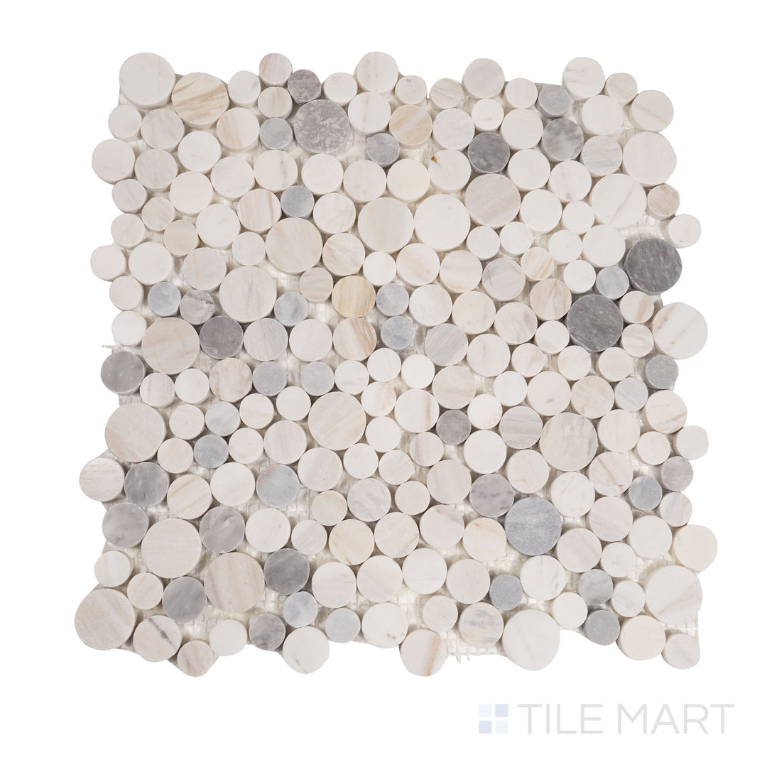 A dark, polished gray tile, offering a sophisticated look with a subtle glossy surface to enhance its texture.