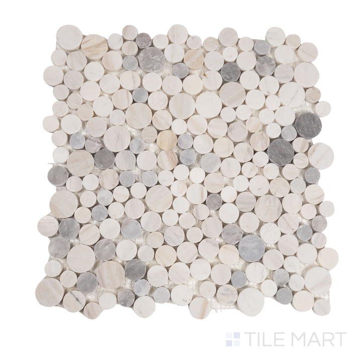 A dark, polished gray tile, offering a sophisticated look with a subtle glossy surface to enhance its texture.