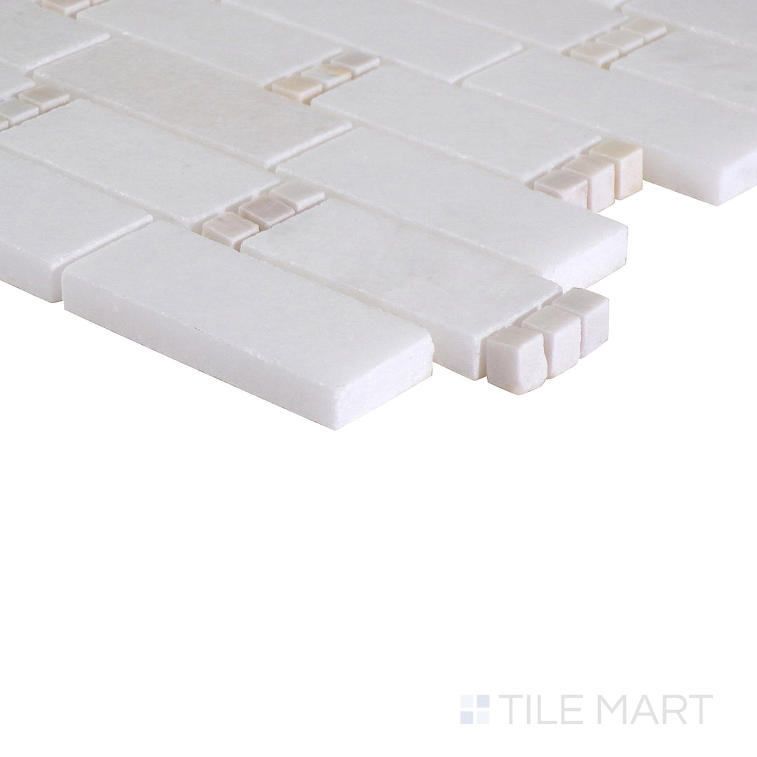 An angled view of the indigo blue tile from the Boutique Sleek series, emphasizing its glossy finish and bold color.