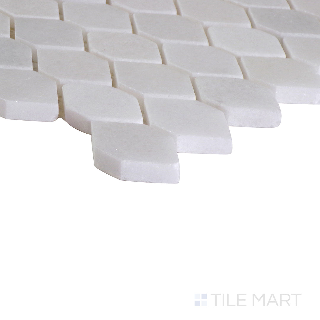 A close-up angled view of the matte white tile from the Salt Matte series, highlighting its subtle texture and smooth finish.