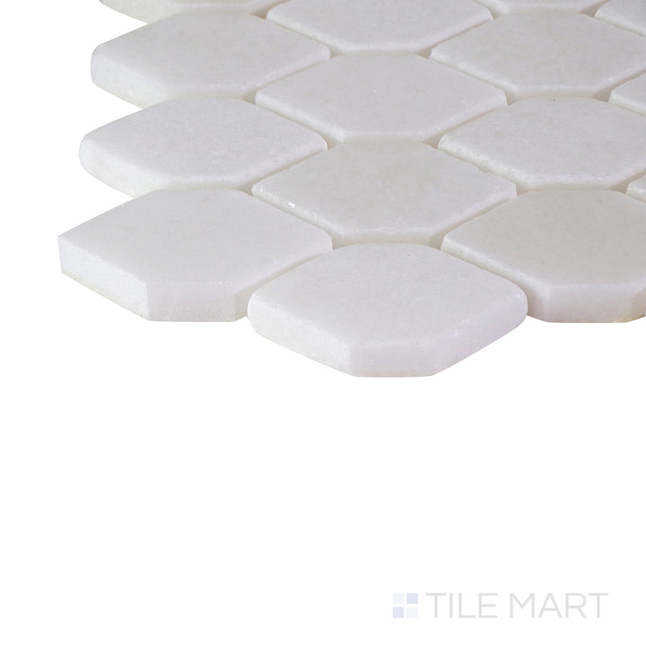 A corner perspective on the matte white tile, displaying its smooth surface and durable, well-crafted material.
