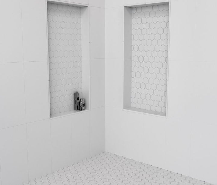 The dark, polished gray tiles bring a sense of sophistication and modernity to this refined space.