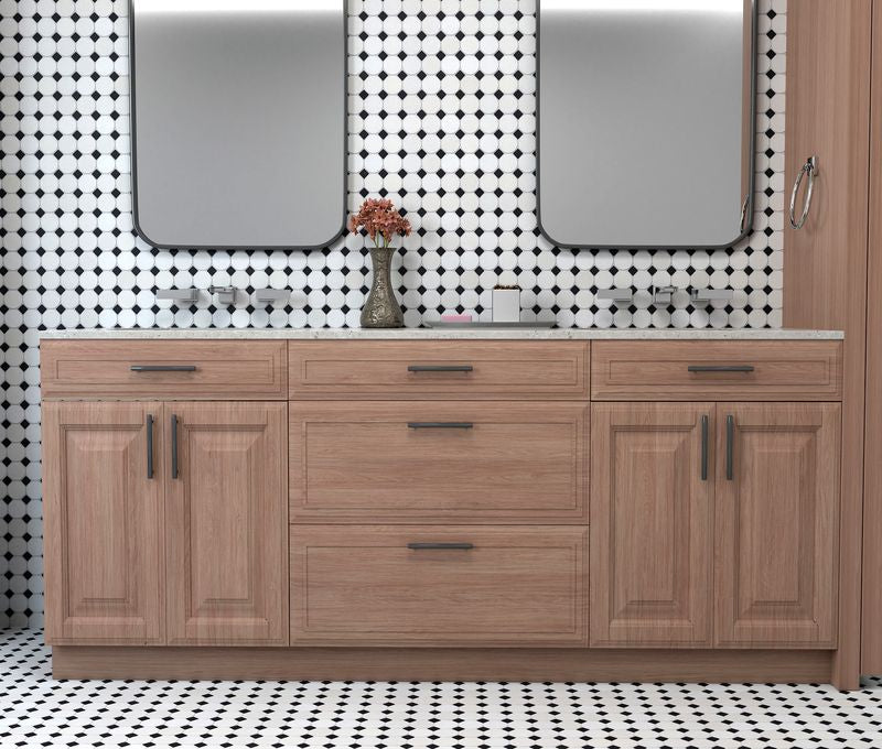 Soft, matte white tiles provide a peaceful and understated backdrop, enhancing the serene ambiance of the room.