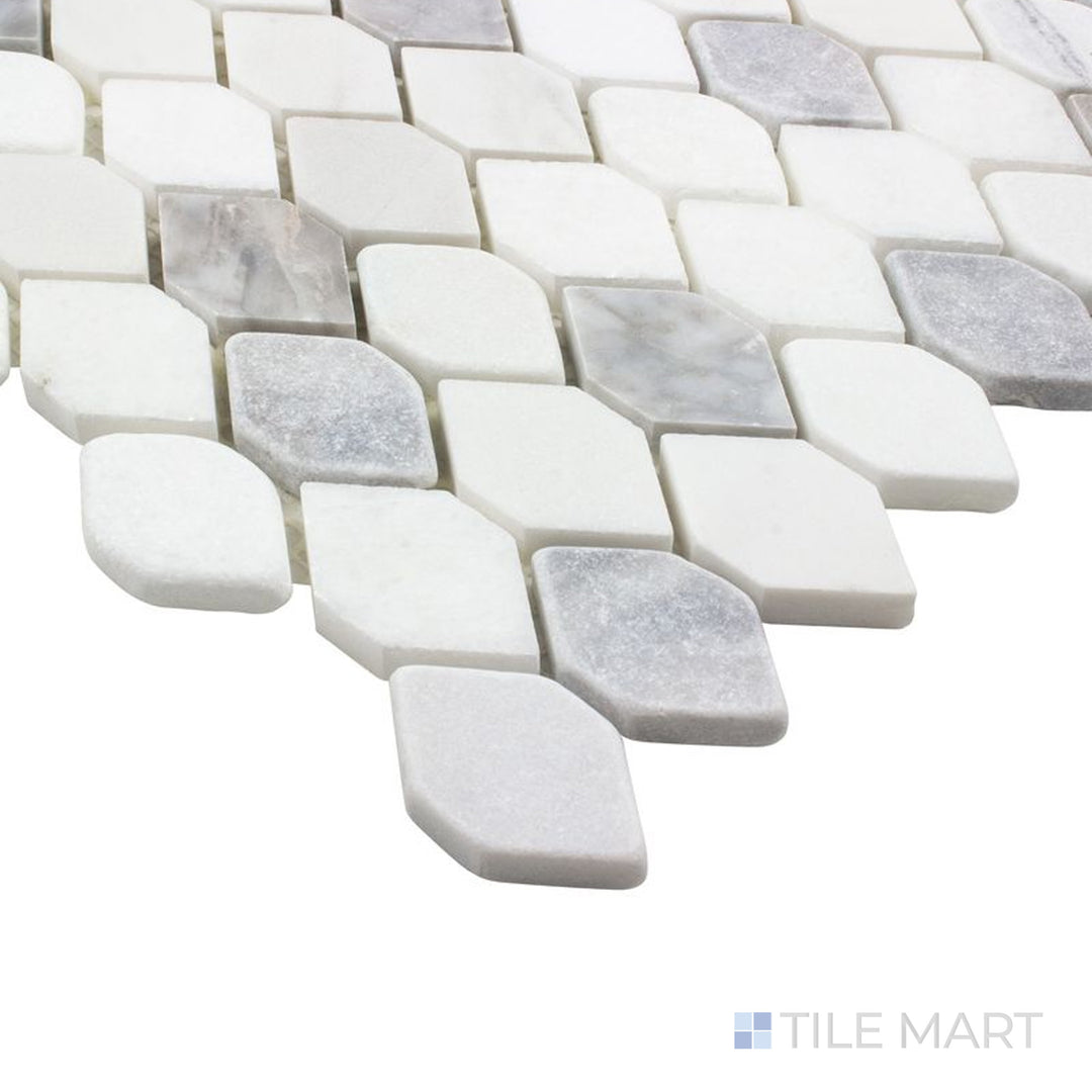 An angled view of the indigo blue tile from the Boutique Sleek series, emphasizing its glossy finish and bold color.