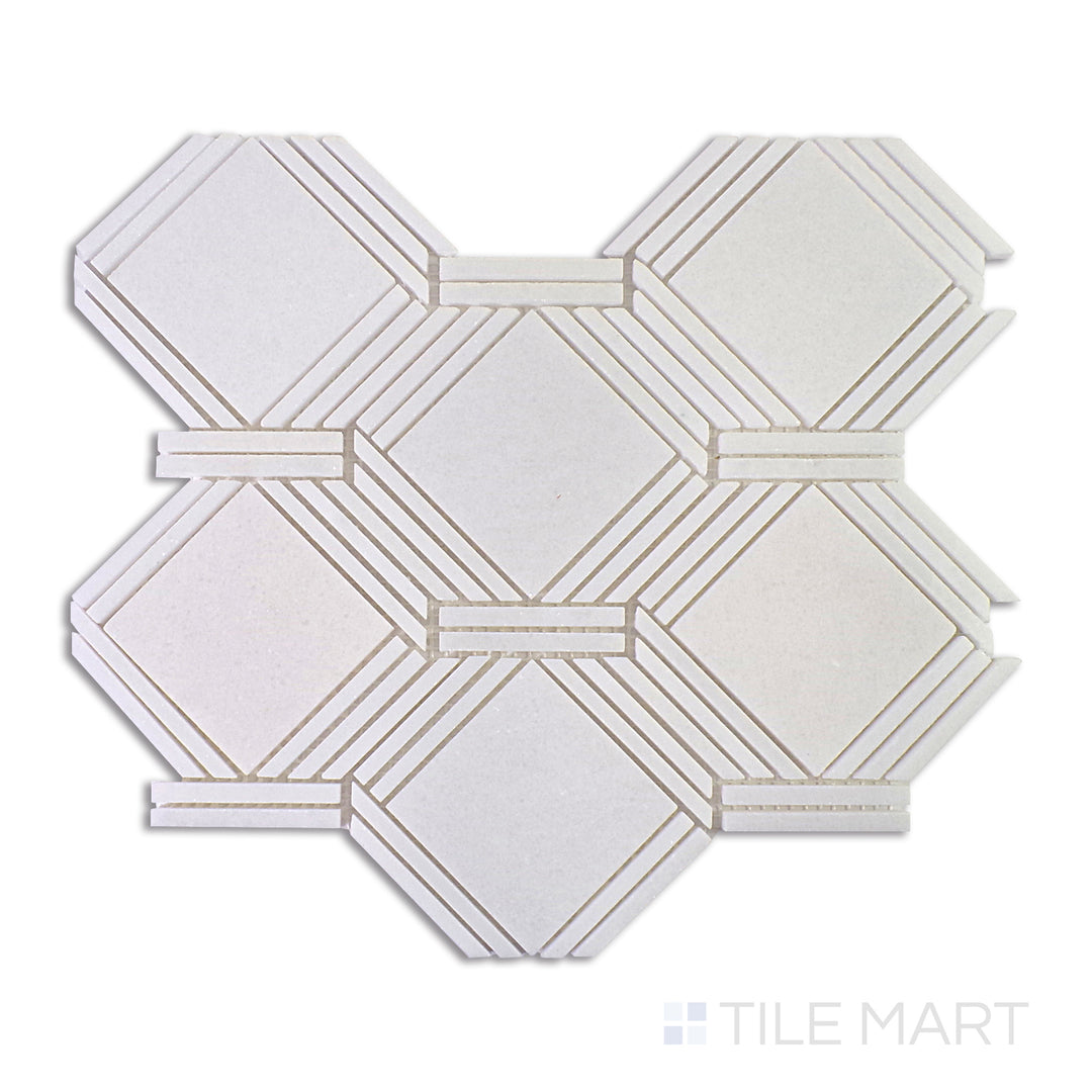 A smooth white tile with a high-gloss finish, adding a touch of brightness and elegance to any room.