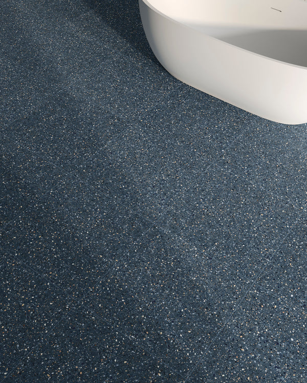 Mystere Blue Semi Gloss Porcelain featured in a styled interior, blending vivid tone with a smooth sheen.