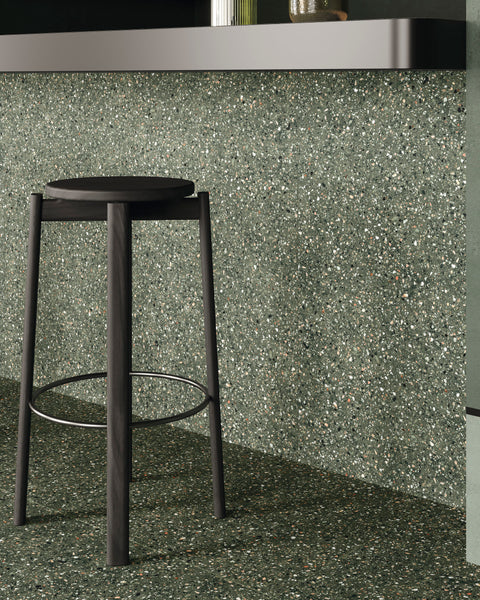 Mystere Green 24x24 semi gloss porcelain tile features a refined sheen and rich green tones for a bold design touch.
