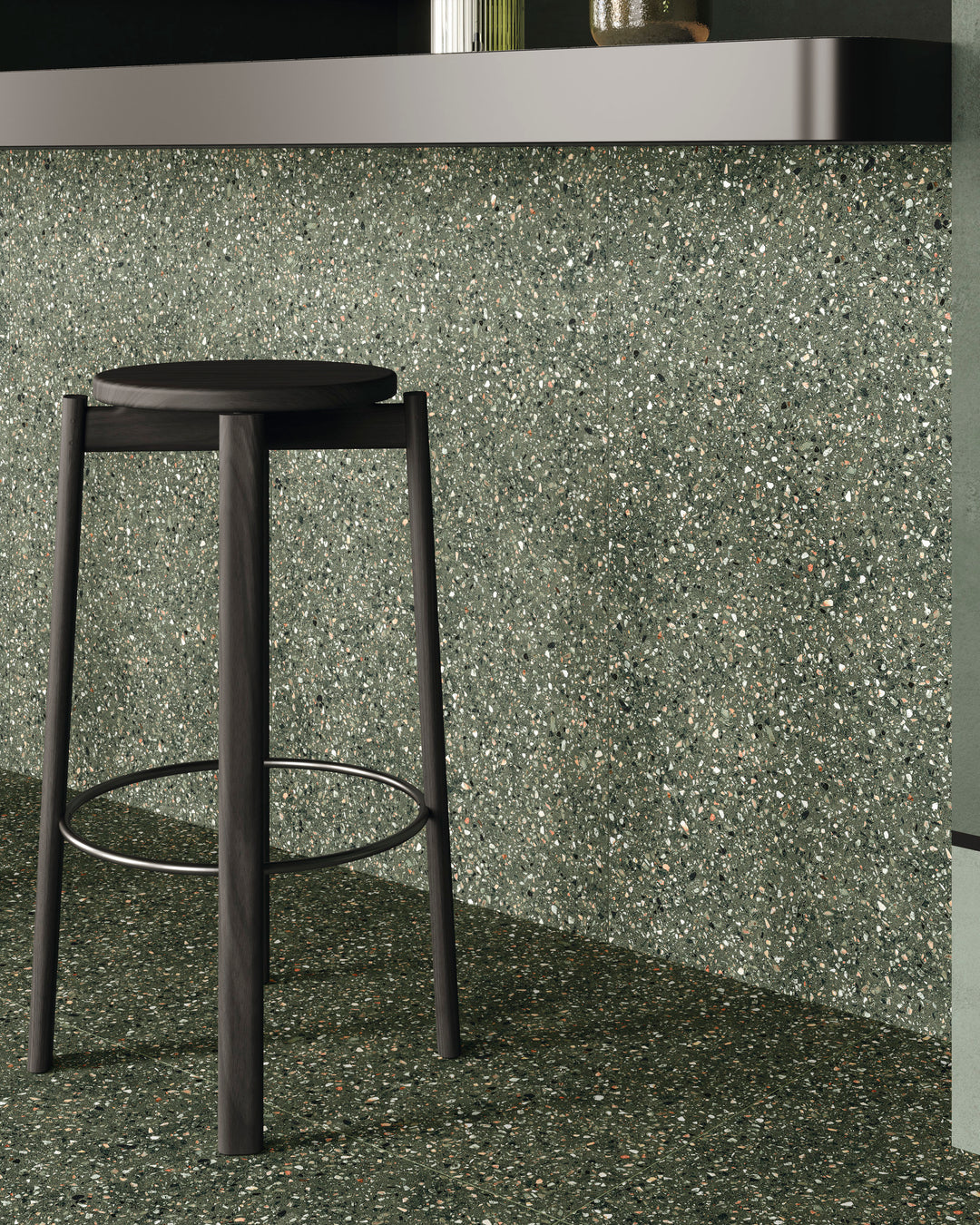 Mystere Green 24x24 semi gloss porcelain tile features a refined sheen and rich green tones for a bold design touch.