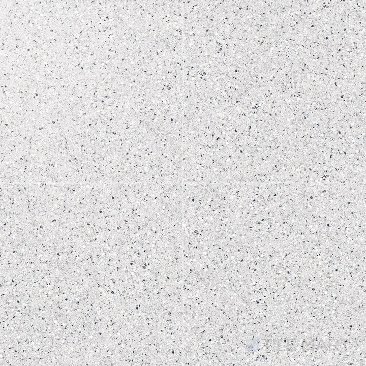 Mystere White 24x24 semi gloss porcelain tile displayed in overview, with a bright white surface and a smooth, polished sheen.