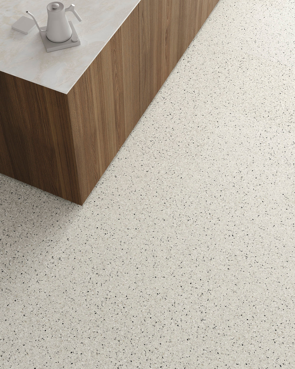 Mystere White Semi Gloss Porcelain featured in an elegant space, emphasizing brightness and refined finish.