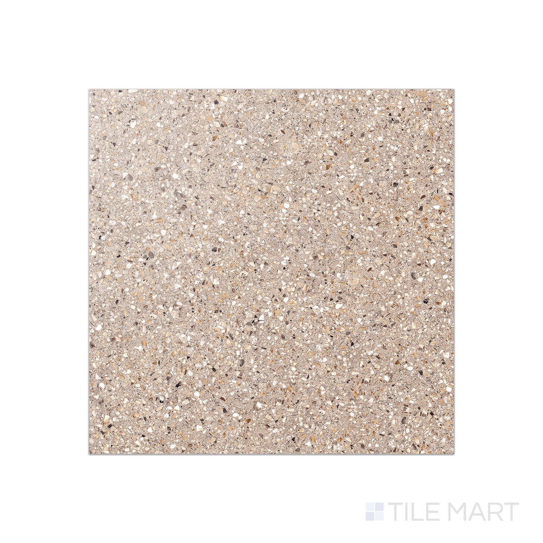 Flat-lay photo of Mystere Brown 24x24 semi-gloss porcelain in a deep espresso tone, offering a sophisticated gloss surface ideal for modern spaces.