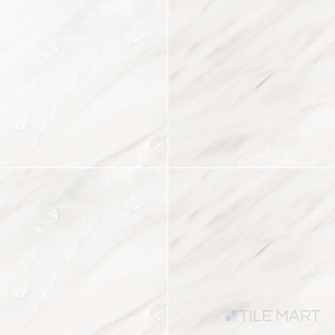 12x12 polished rectified porcelain tile in luce with a radiant glossy surface and bright, light-enhancing quality