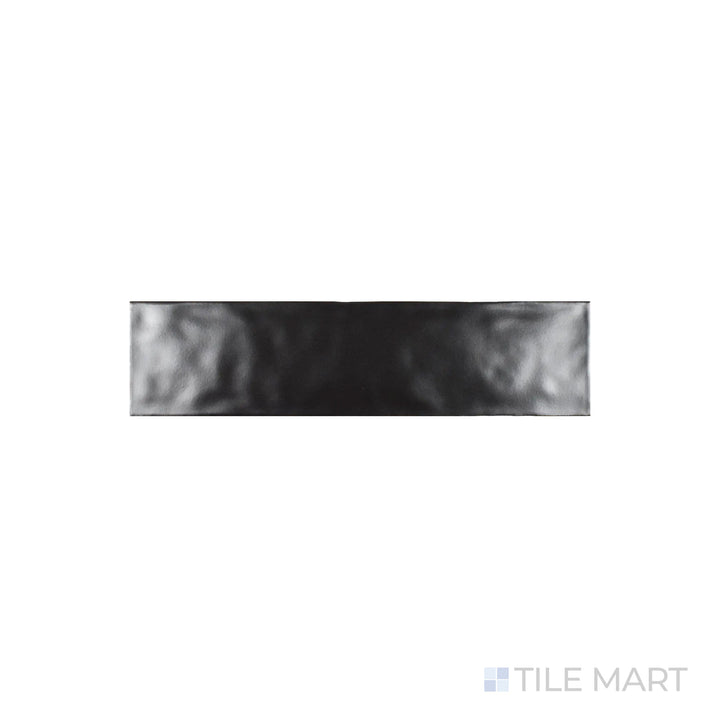 A macro shot of Artesano Black 3X12 Matte Ceramic captures its bold black color with a refined matte surface, ideal for contemporary and industrial spaces.