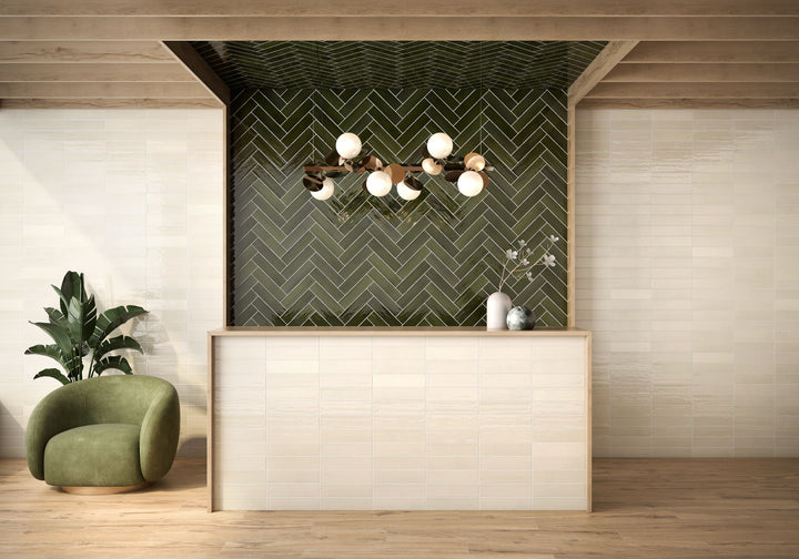 A deep, sophisticated tone, Bar Tile Glasgow 3X12 bright ceramic tile brings a refined elegance that pairs beautifully with bold or neutral palettes.