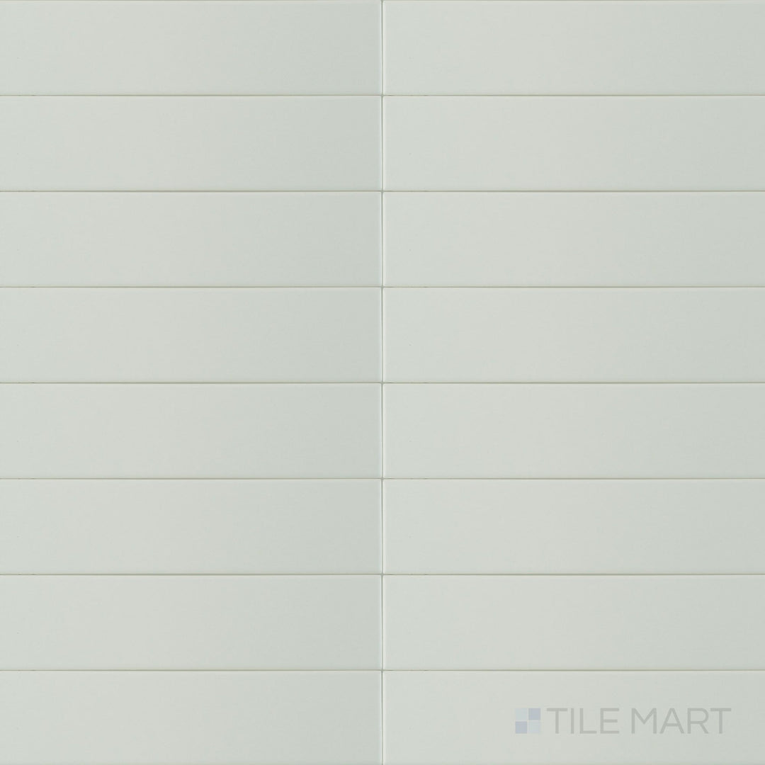 Overview of Block Blanco 2x10 matte ceramic tile in a clean white finish, showcasing its smooth rectangular design and subtle matte texture.