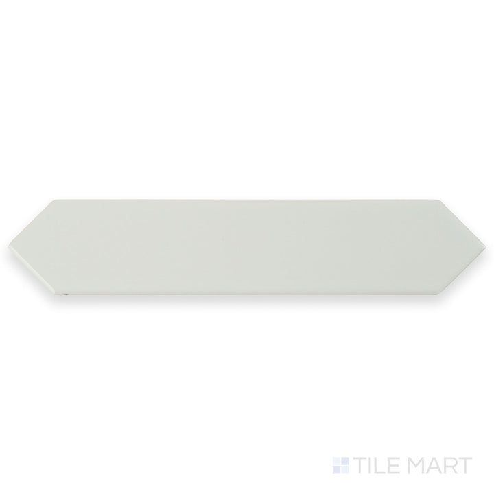 Overhead image of Block Blanco 2x10 Arrow Bright ceramic tile showcasing a glossy white surface with subtle arrow-patterned texture.