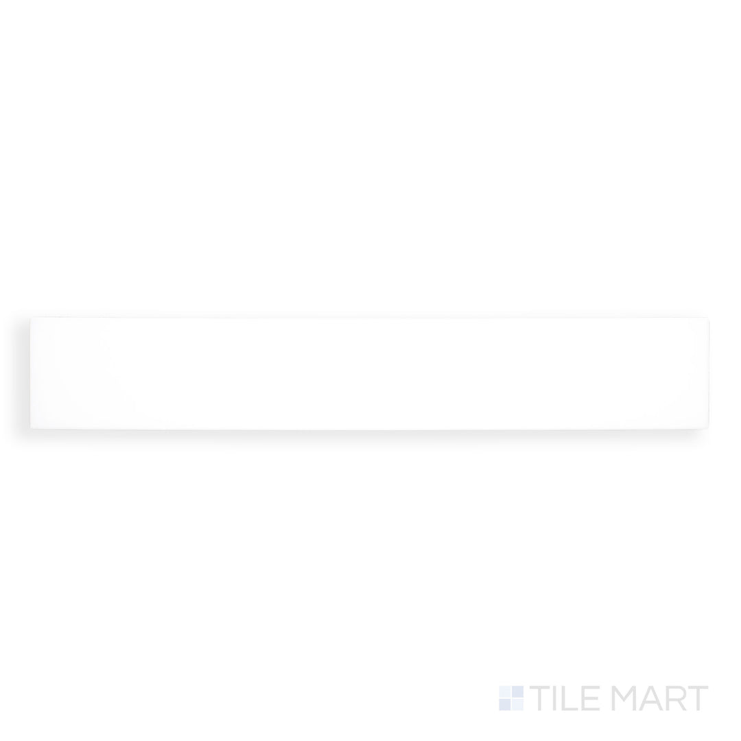 A detailed close-up of Block Blanco 4X24 Matte Glazed Porcelain showcases its soft white shade with a smooth matte surface, perfect for seamless flooring and walls.