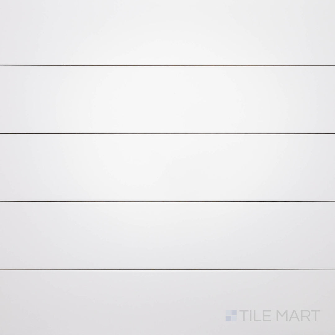 A top-down view of the Block Gris 4x24 inch matte glazed porcelain tile highlights its soft gray tone and smooth, non-reflective surface, ideal for a sophisticated, contemporary look.