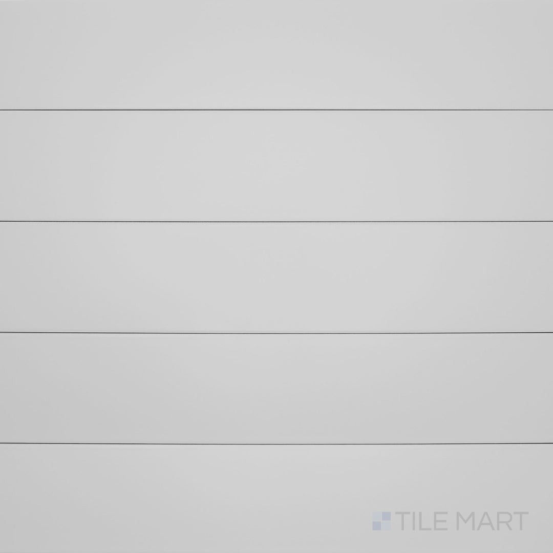 This overhead shot of the Block Acero 4x24 inch matte glazed porcelain tile captures its cool steel-gray hue and velvety matte texture, perfect for industrial and modern interiors.