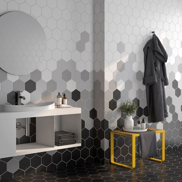 The Block Blanco 6" hexagon matte glazed porcelain tile blends classic white with a modern shape, offering endless design versatility.