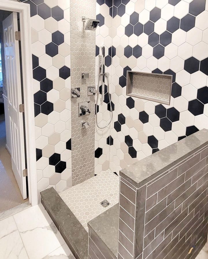 Block Gris 6" hexagon matte glazed porcelain tiles featuring a soft gray tone and a structured hexagonal pattern.