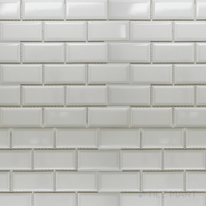 CC Mosaics Plus 2X4 Beveled White Ice Bright