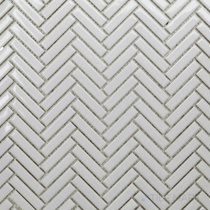 CC Mosaics Plus Herringbone White Bright