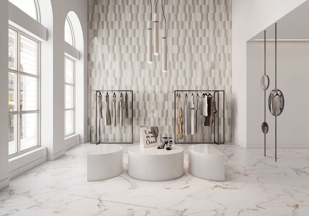 Vibrant and nature-inspired, Feathers Grass 3x12 bright ceramic tile adds a fresh green hue with a sleek finish.