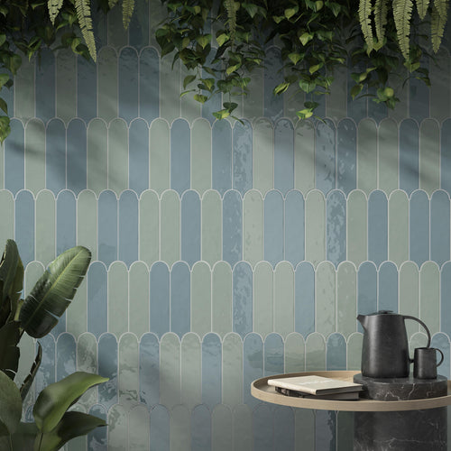 Feathers Seagrass 3X12 Bright Ceramic Tile