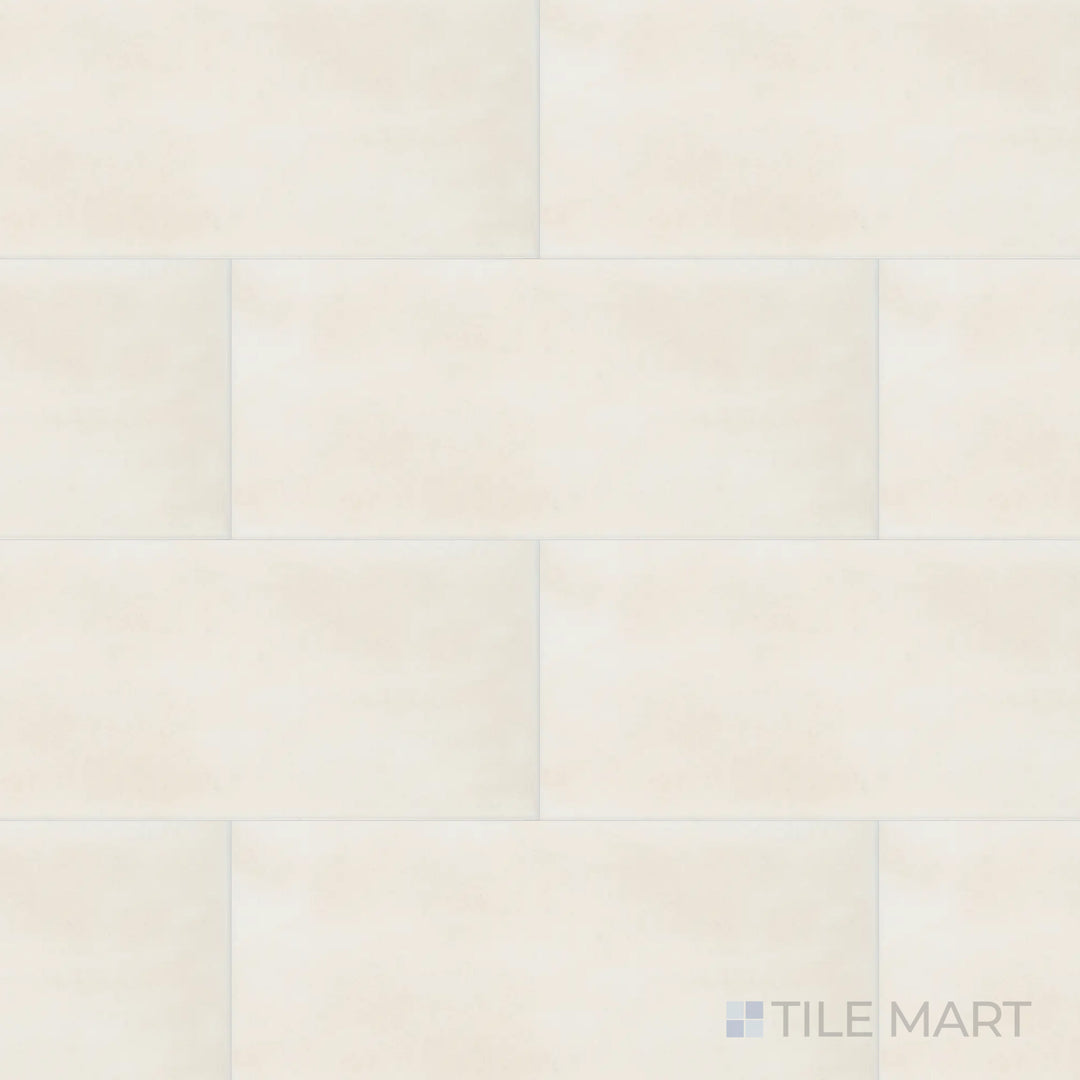 An overhead shot of the Maiolica Biscuit 4x10 inch bright ceramic tile emphasizes its soft beige tone and glossy glaze, enhancing warmth and natural elegance.