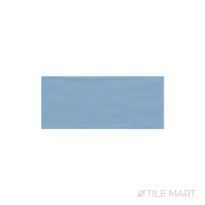 Detailed close-up of Maiolica Blue Steel 4x10 Matte Ceramic Tile, presenting its rich steel-blue color and soft matte surface. The smooth texture adds a refined, modern feel.