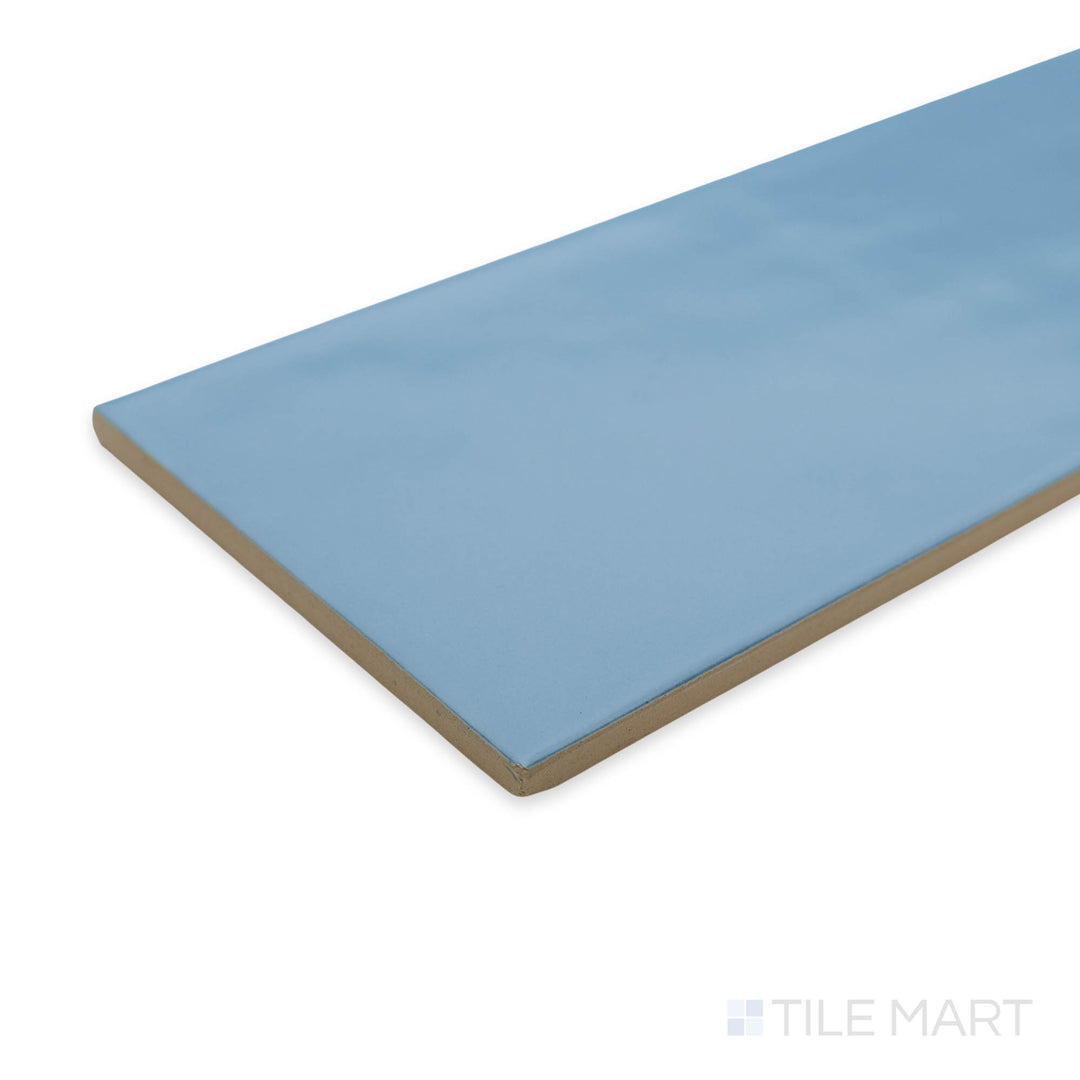 A stylish corner shot of Maiolica Blue Steel 4x10 matte ceramic tile, featuring its deep blue hue and smooth, non-glossy finish for a refined, modern look.