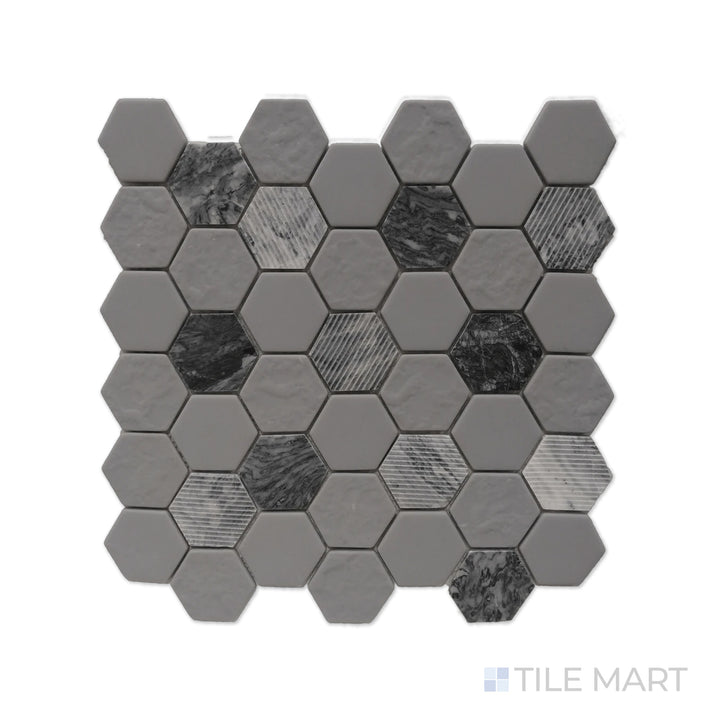 Rockart Hexagon Gray Granite Mosaic