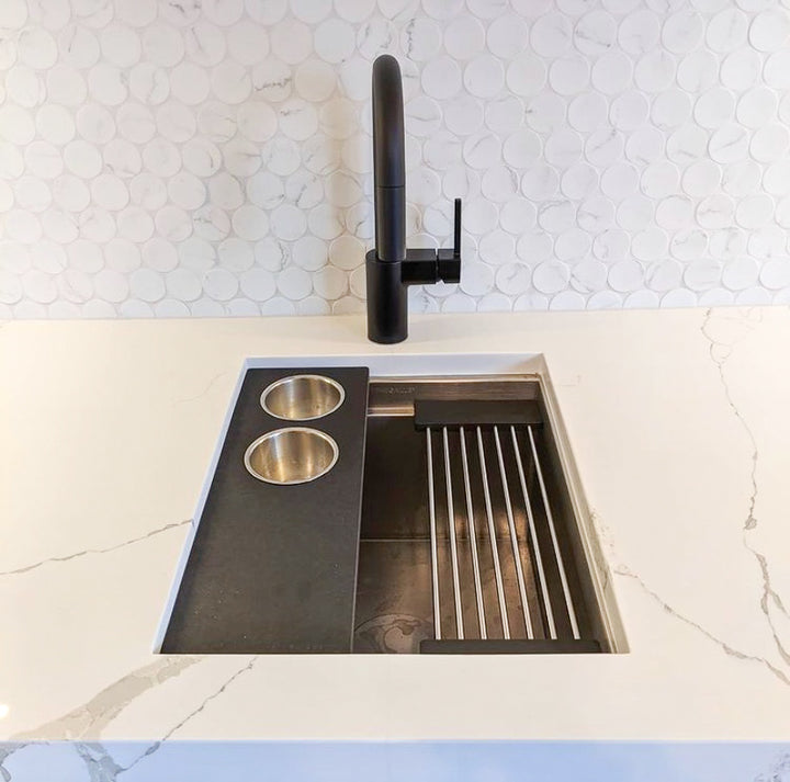 Rockart White Statuary Dots matte marble mosaic featuring a refined white surface with subtle dot accents for a timeless appeal.