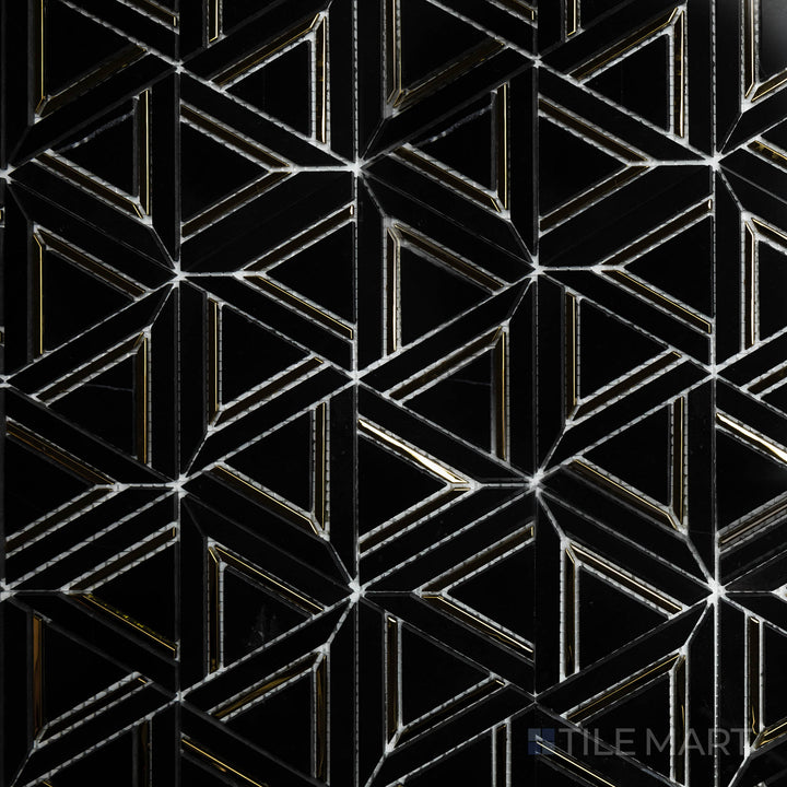 Rockart Metal Geo Nero Marquina Polished Mosaic