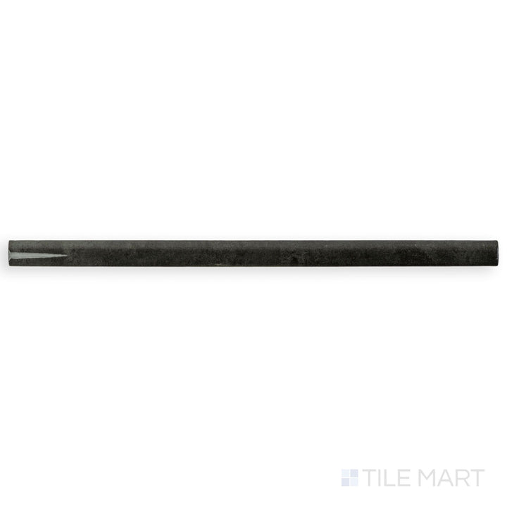 Seen from above, the Zellige Dark Gray 0.75x16 Bright ceramic pencil tile features a rich gray hue and slim, glossy design for edge detailing.