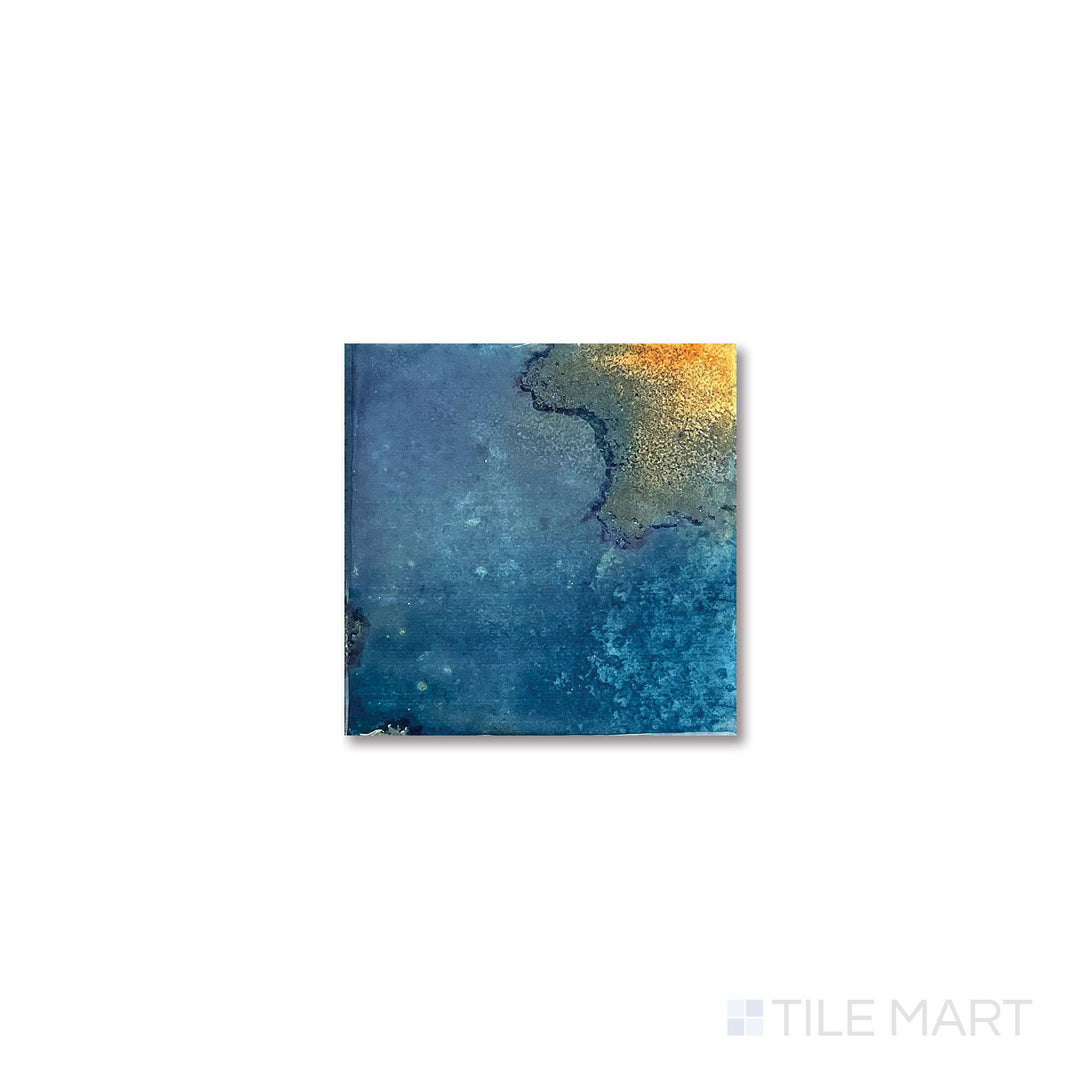 Aerial perspective of the Granadella Marino tile revealing its rich navy color and smooth 4.5x4.5 glossy surface.