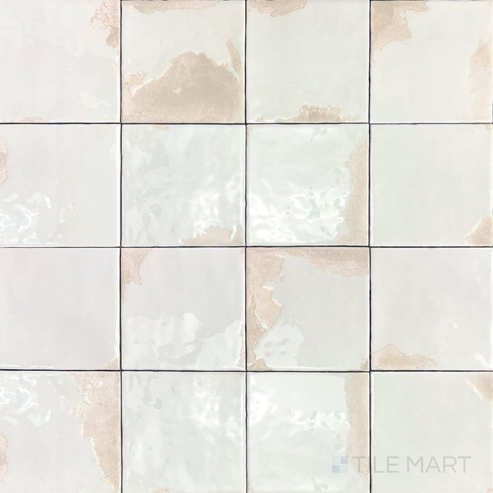 Delicate gray shades and a sleek, glossy finish enhance the refined style of this 4.5x4.5 porcelain tile.