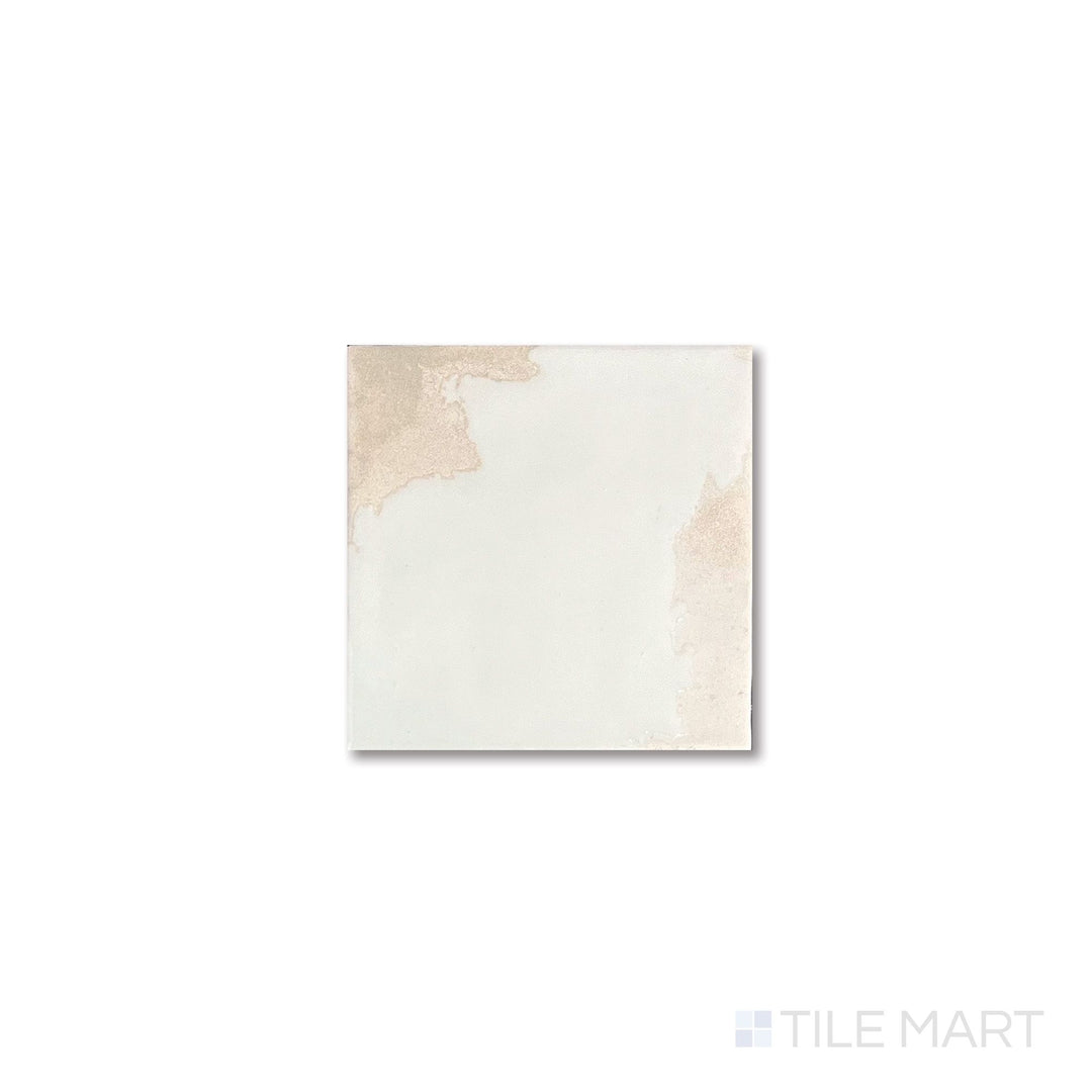 Top-down image featuring the light gray gloss and balanced proportions of the 4.5x4.5 Granadella Sal porcelain tile.