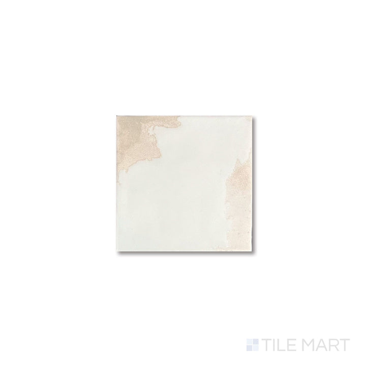 Top-down image featuring the light gray gloss and balanced proportions of the 4.5x4.5 Granadella Sal porcelain tile.