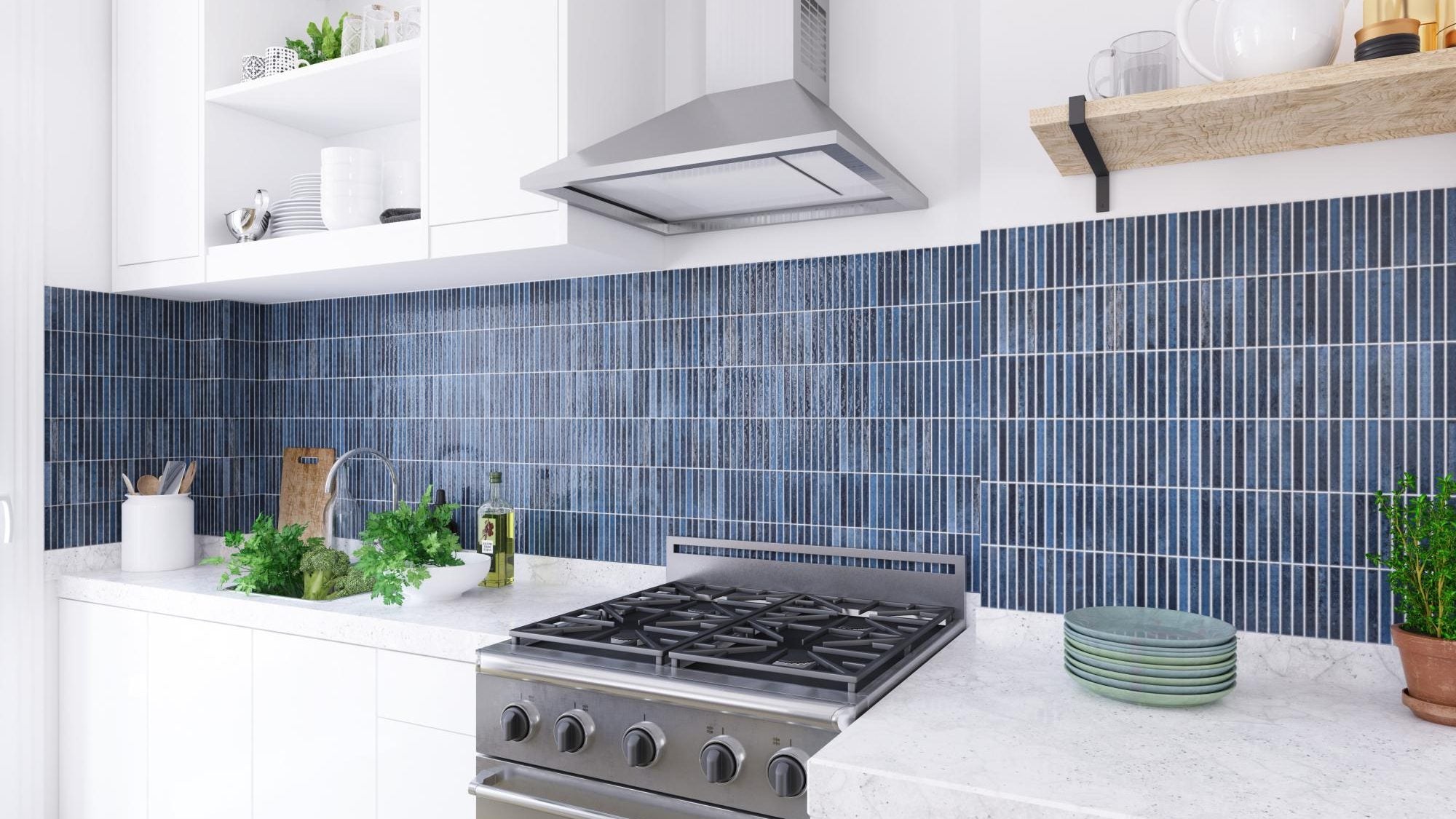 Kit Kat Ocean 4.5X9 Glossy Porcelain Mosaic | Tilemart
