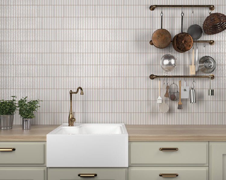 Glossy Kit Kat Snow tile with a clean white finish, offering a reflective surface and modern appeal for interior walls.