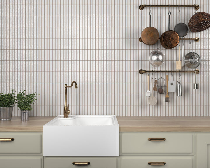 Glossy Kit Kat Snow tile with a clean white finish, offering a reflective surface and modern appeal for interior walls.