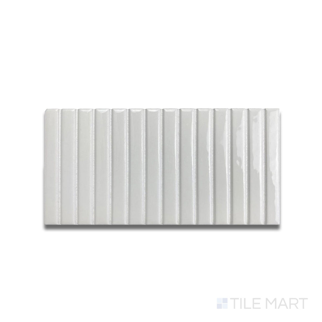 Aerial view of Kit Kat Snow mosaic tile showing crisp white glossy slats aligned in a sleek grid.
